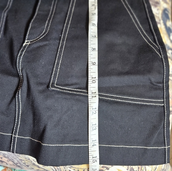 ZARA trf womens black mini skirt white stitching, pockets, zip fly size M 039 - Picture 3 of 10